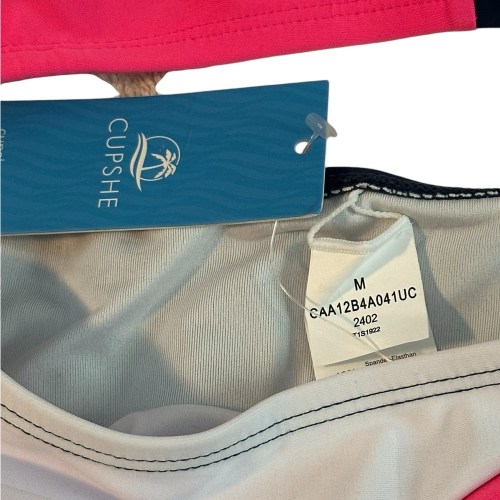 CUPSHE Colorblock One-Shoulder Bikini & High Waist bottoms NWT Medium - Picture 7 of 10